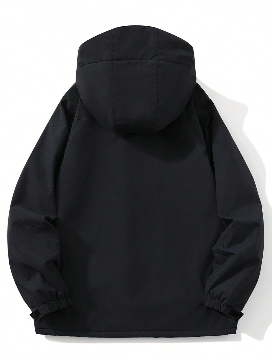 Men's Long Sleeve Thick Thermal Lined Windproof Waterproof Hooded Soft Shell Jacket For Cold Weather, Fall/Winter