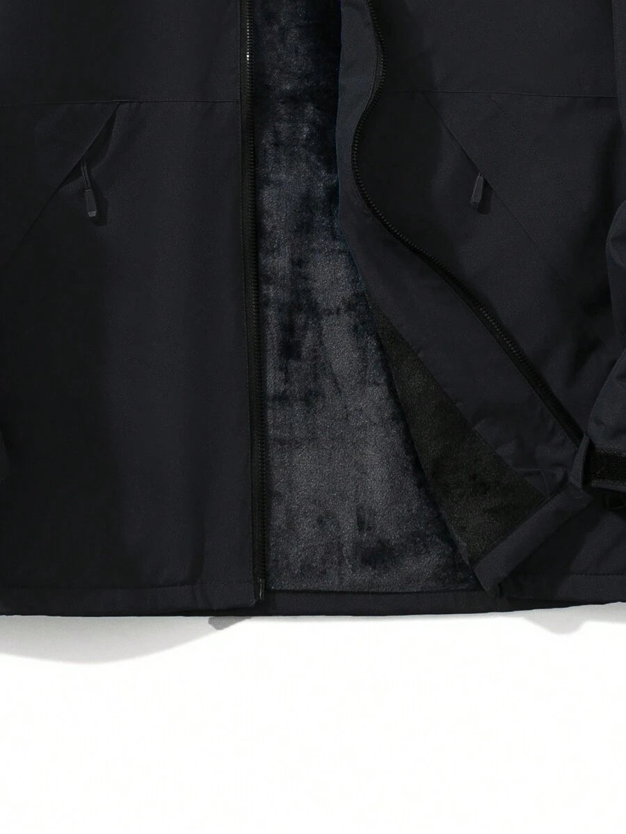 Men's Long Sleeve Thick Thermal Lined Windproof Waterproof Hooded Soft Shell Jacket For Cold Weather, Fall/Winter