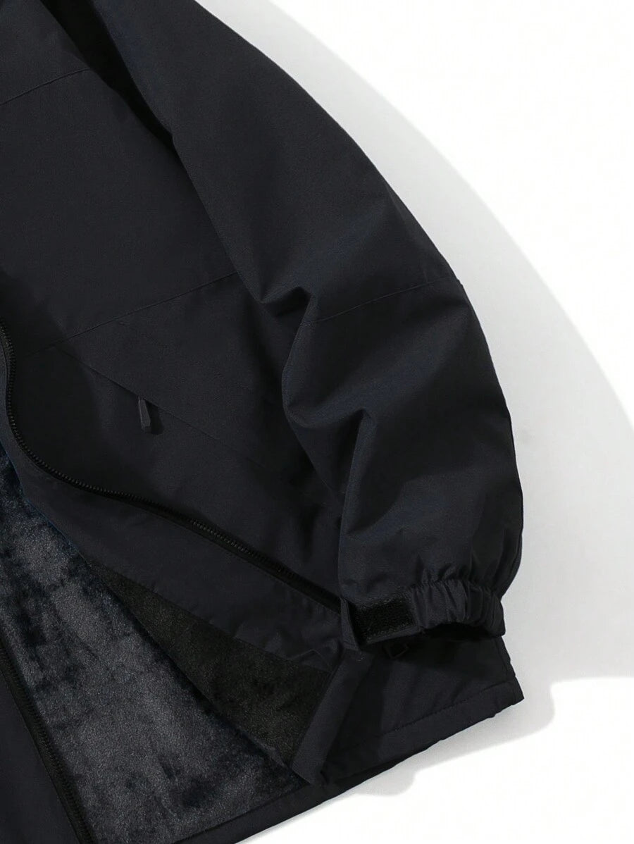 Men's Long Sleeve Thick Thermal Lined Windproof Waterproof Hooded Soft Shell Jacket For Cold Weather, Fall/Winter