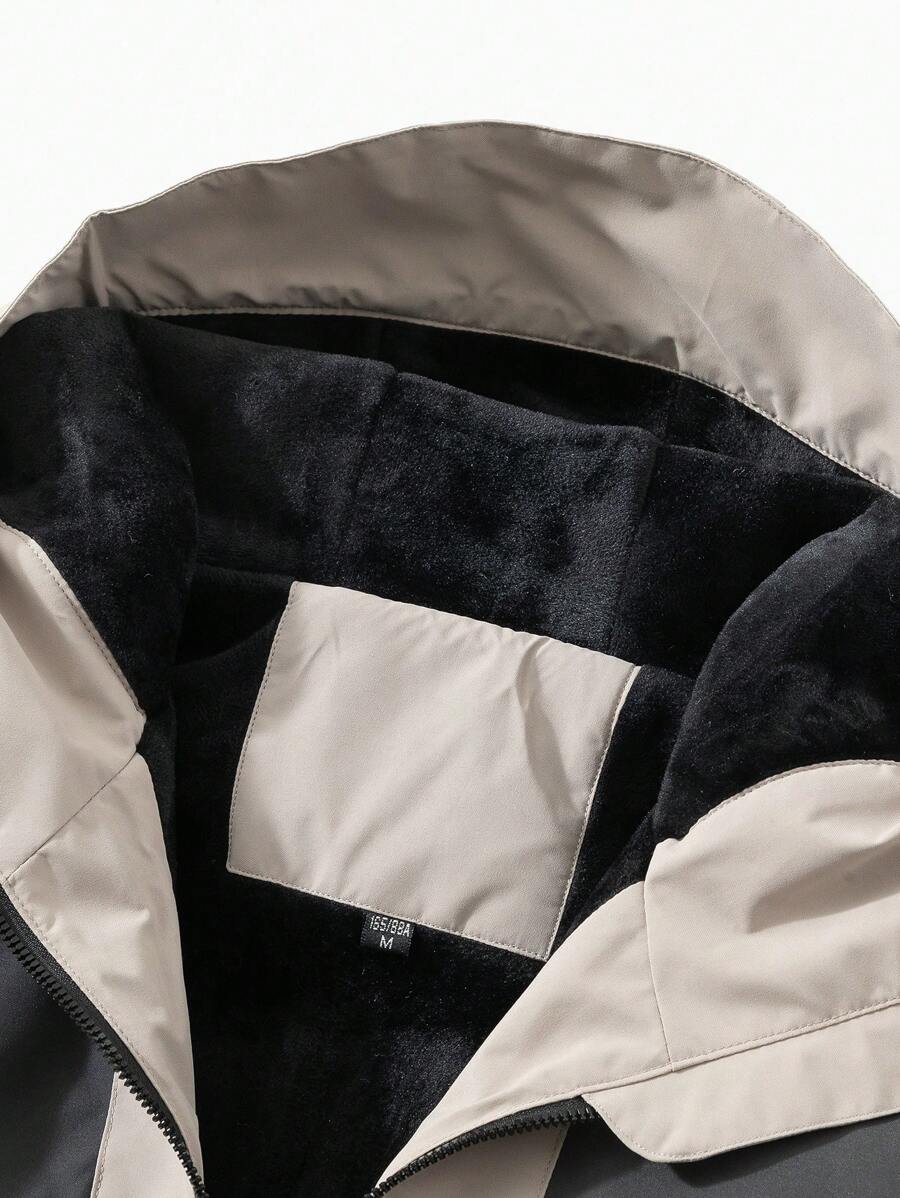 Men's Long Sleeve Thick Thermal Lined Windproof Waterproof Hooded Soft Shell Jacket For Cold Weather, Fall/Winter