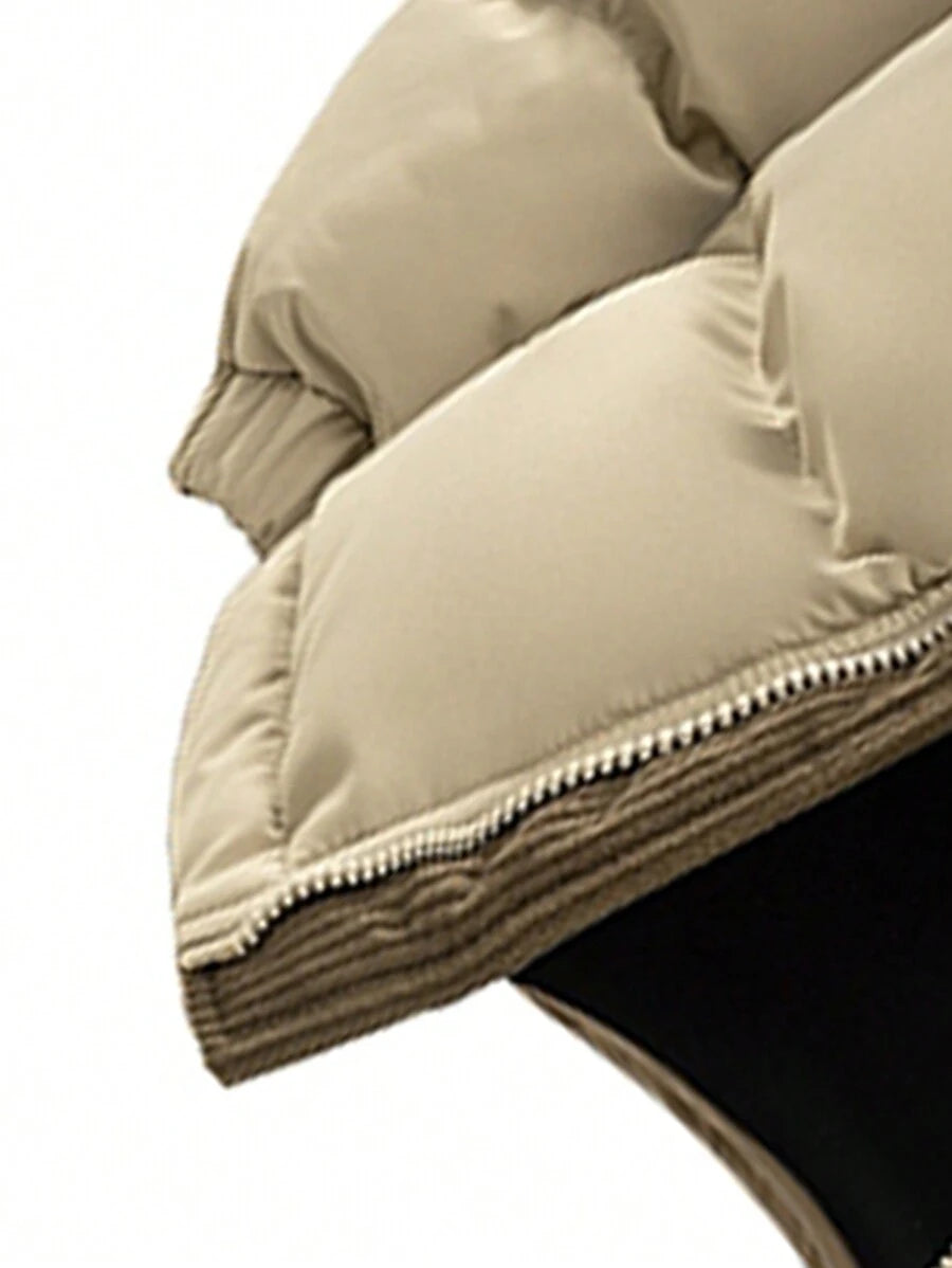 Men's Autumn/Winter Color Block Thickened Warm Hooded Padded Coat