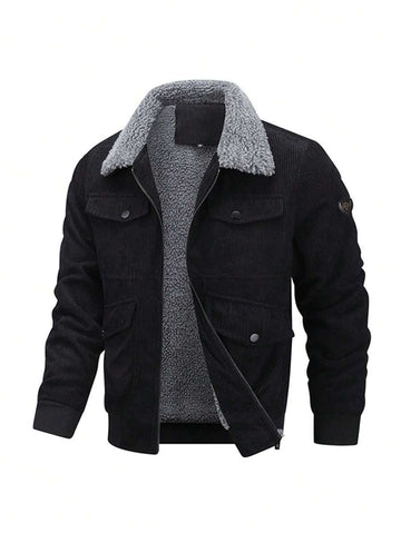 Men's Jackets Autumn Winter Thick Plush Fashionable Casual Warm Windbreaker,Fleece