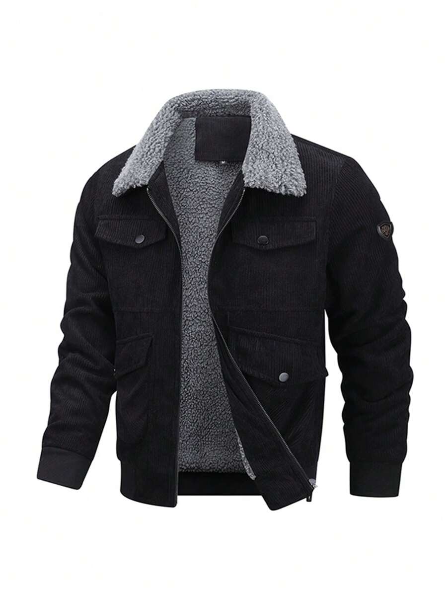 Men's Jackets Autumn Winter Thick Plush Fashionable Casual Warm Windbreaker,Fleece