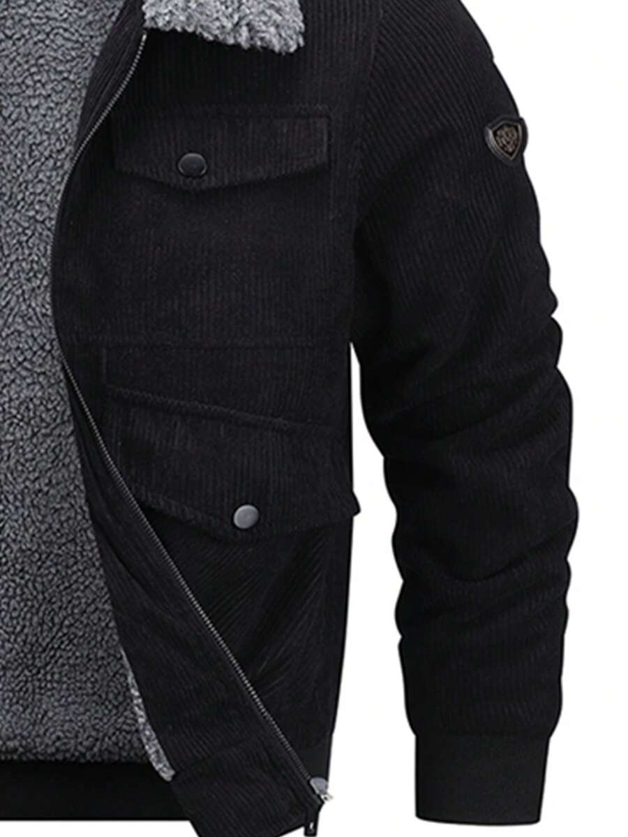 Men's Jackets Autumn Winter Thick Plush Fashionable Casual Warm Windbreaker,Fleece