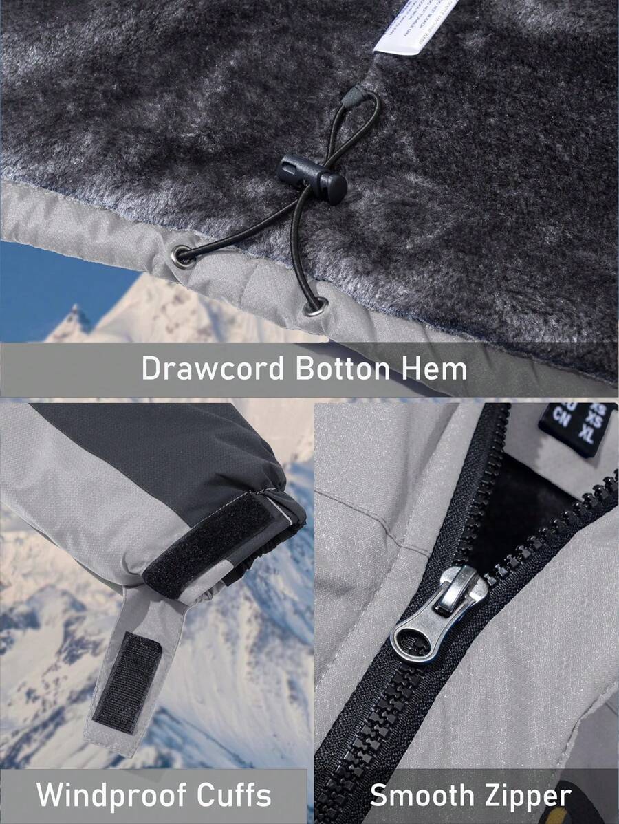 NASBING Men's Winter Ski Jacket Water Resistant Windproof Snowboard Thermal Lined Hooded Winter Clothes 4 Pockets Parka Hiking Camping Climbing,Fleece,Skiing