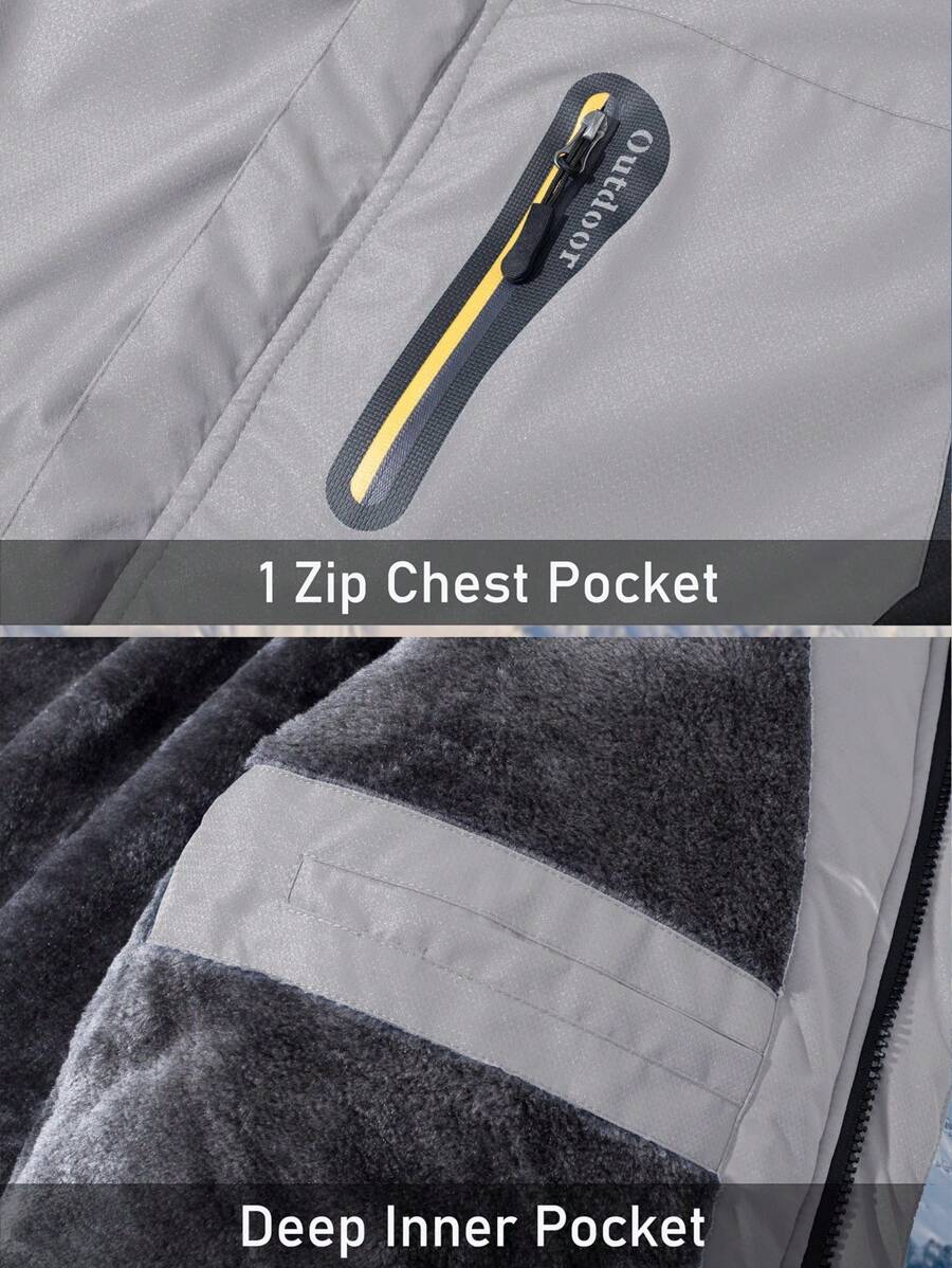 NASBING Men's Winter Ski Jacket Water Resistant Windproof Snowboard Thermal Lined Hooded Winter Clothes 4 Pockets Parka Hiking Camping Climbing,Fleece,Skiing