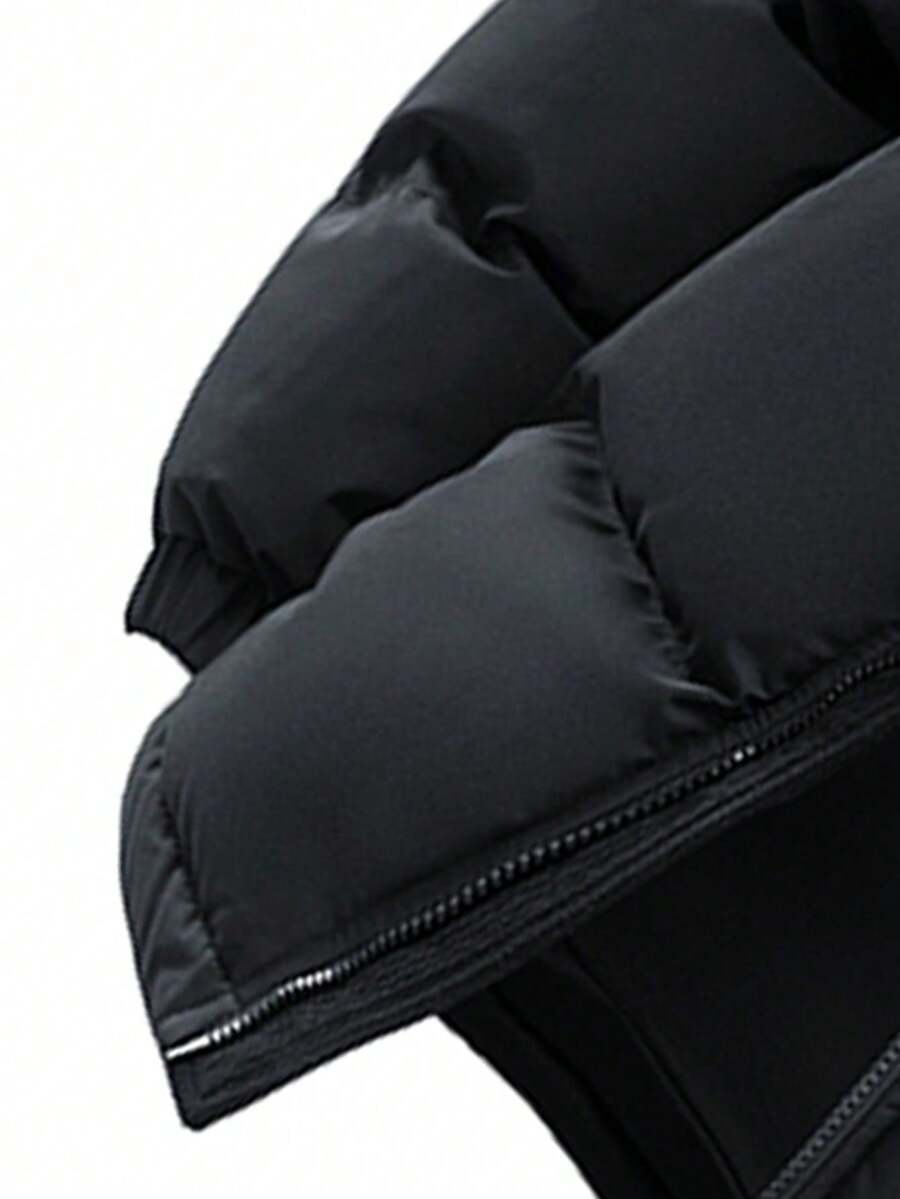 Men's Autumn/Winter Color Block Thickened Warm Hooded Padded Coat