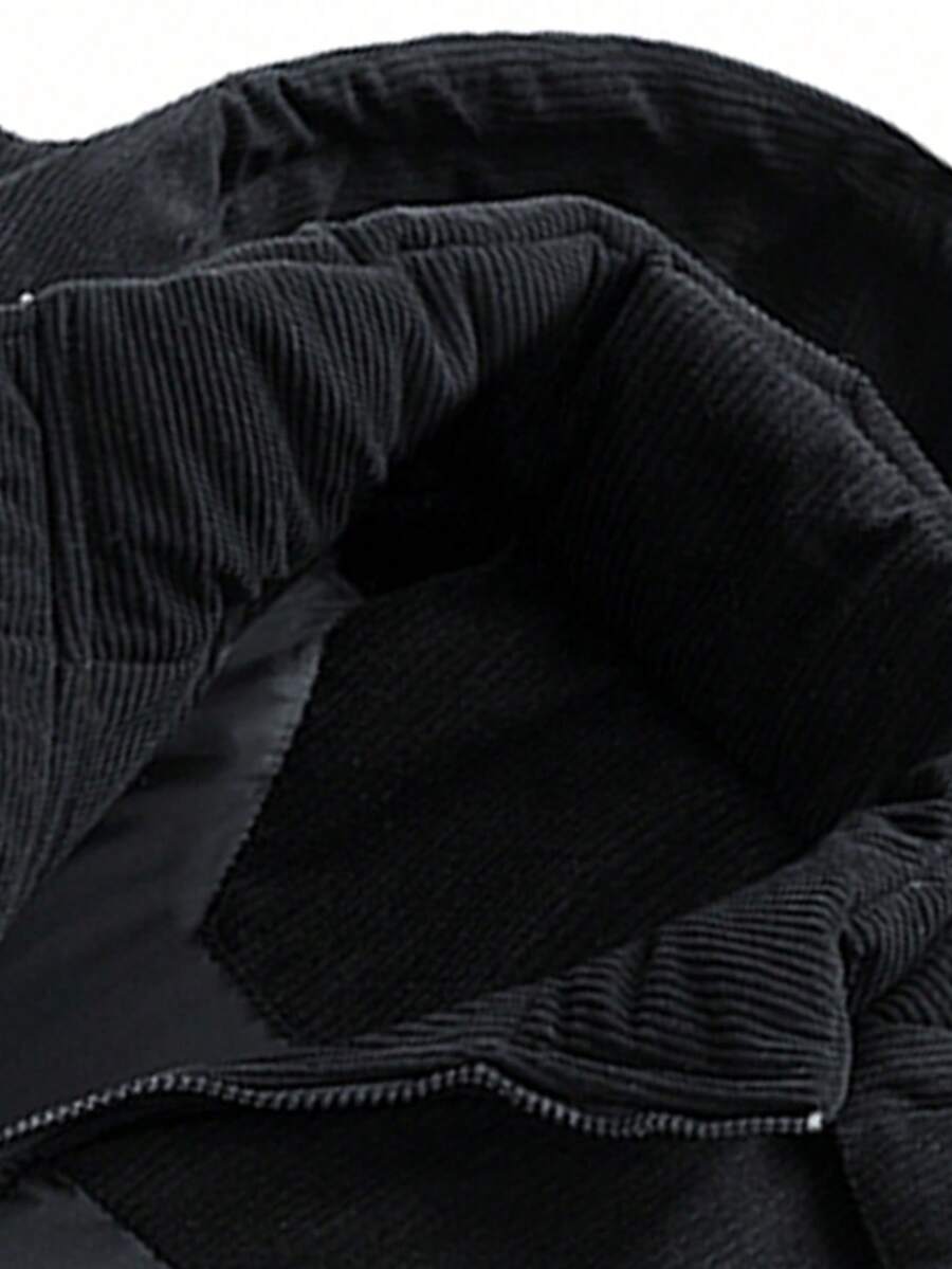 Men's Autumn/Winter Color Block Thickened Warm Hooded Padded Coat