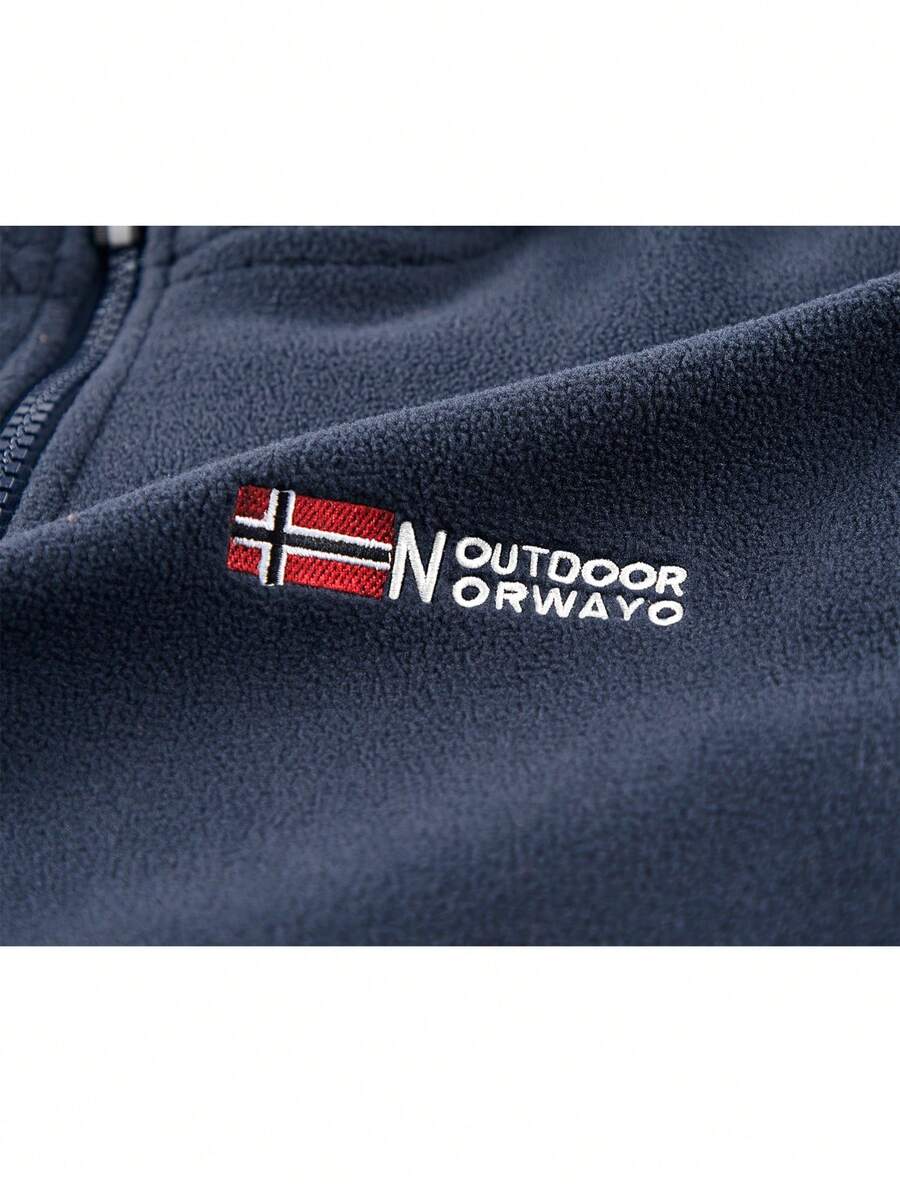 Men's Thermal Lined Sports Jacket, Vintage Fashion Casual Thick Outerwear For Autumn/Winter