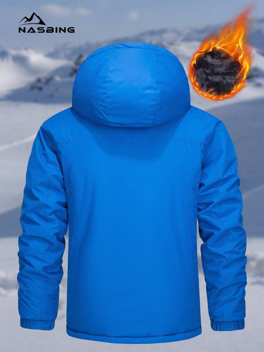 NASBING Men's Winter Ski Jacket Water Resistant Windproof Snowboard Thermal Lined Hooded Winter Clothes 4 Pockets Parka Hiking Camping Climbing,Fleece,Skiing