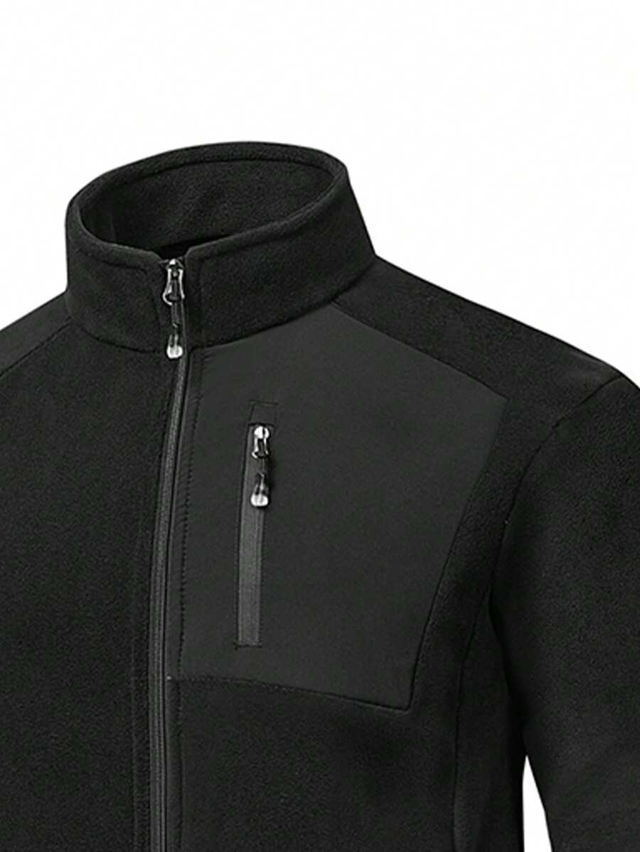 Men's Winter Fleece Jacket With Pockets, Cold Weather Coat For Outdoor, Travel, Running, And Daily