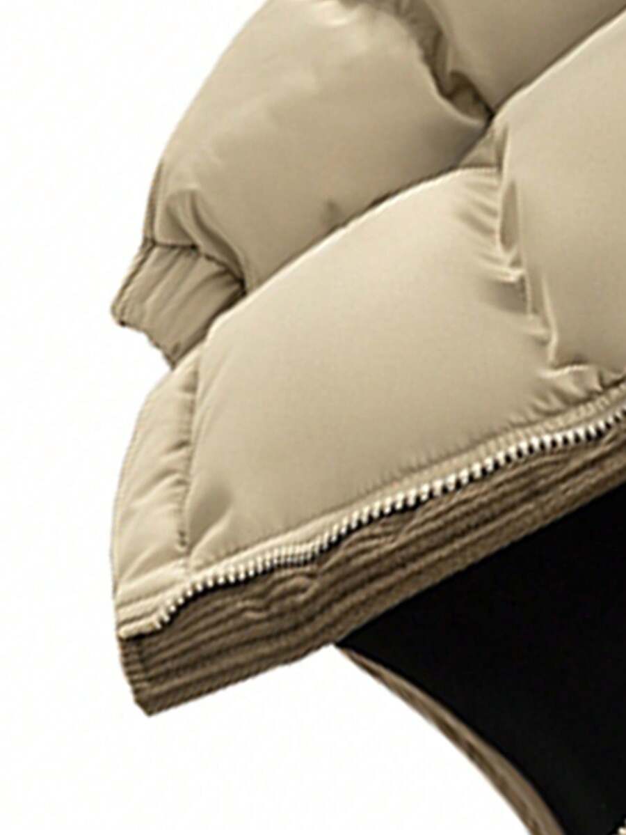 Men's Autumn/Winter Color Block Thickened Warm Hooded Padded Coat