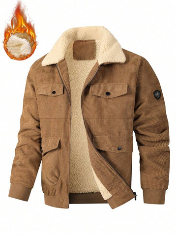 Men's Flannel Thickened Cotton Wool Jacket - 2025 New Style - Corduroy Winter Men's Down Jacket