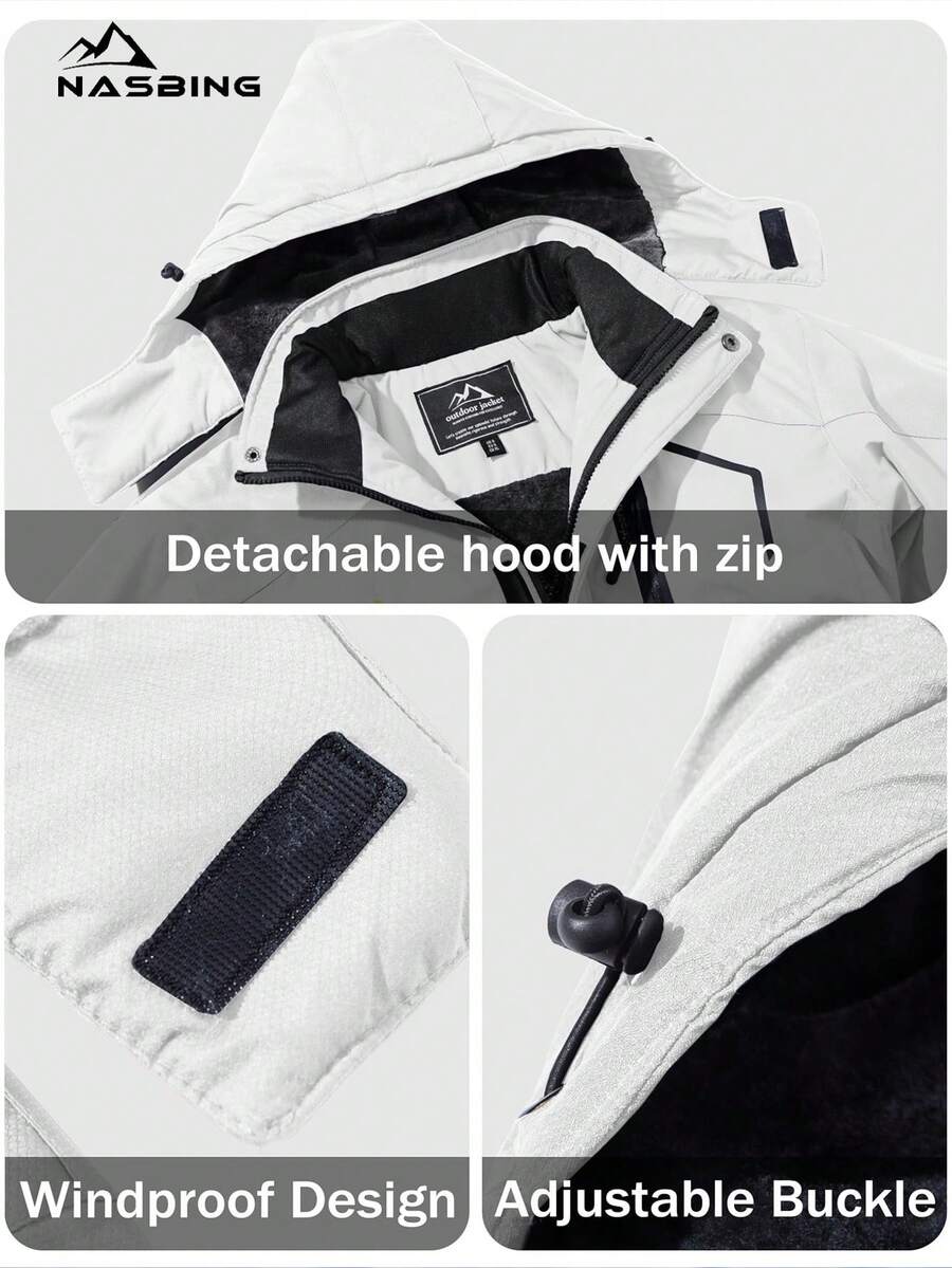 NASBING Men's Winter Ski Jacket Water Resistant Windproof Snowboard Thermal Lined Hooded Winter Clothes 4 Pockets Parka Hiking Camping Climbing,Fleece,Skiing