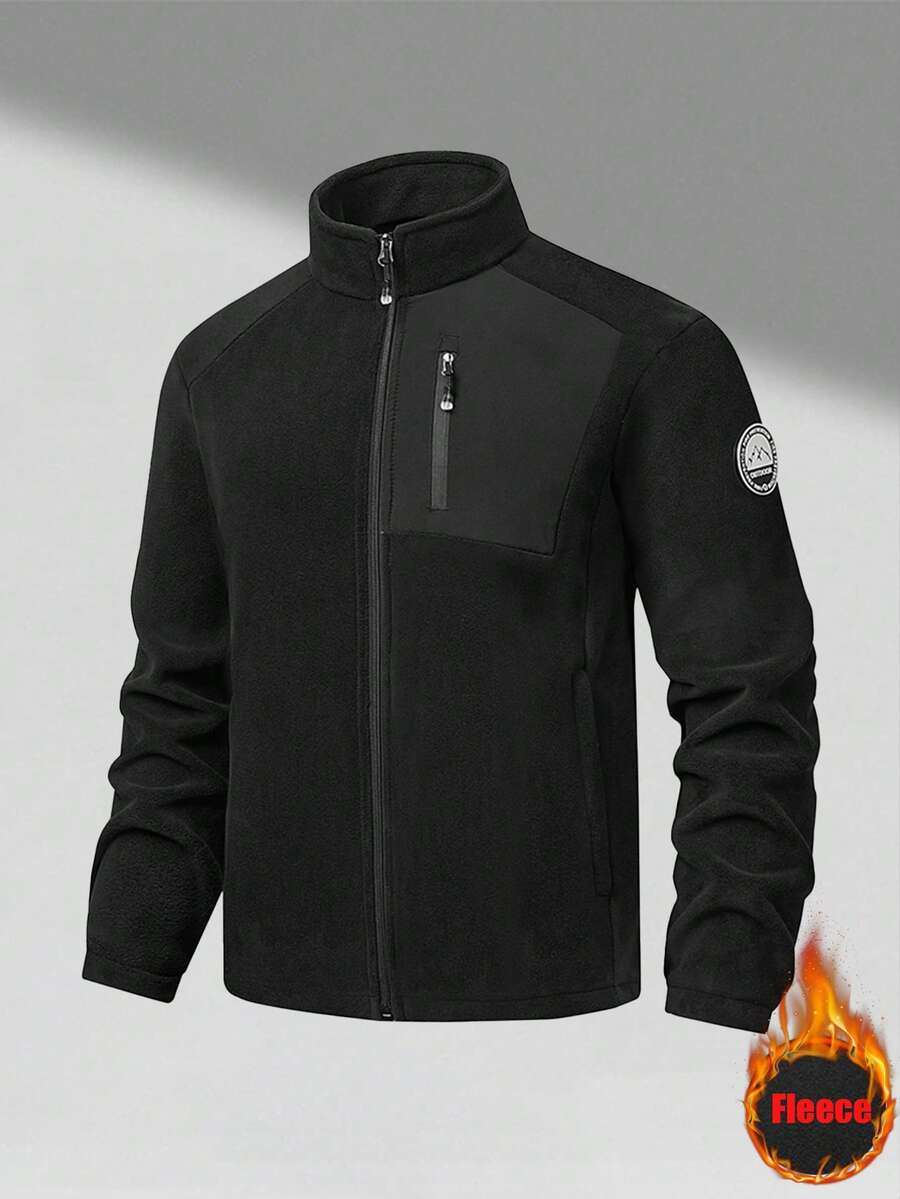 Men's Winter Fleece Jacket With Pockets, Cold Weather Coat For Outdoor, Travel, Running, And Daily