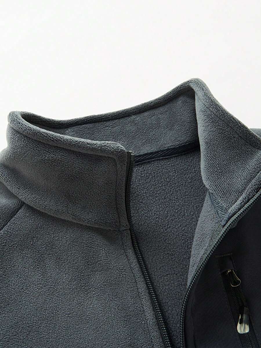 Men's Winter Fleece Jacket With Pockets, Cold Weather Coat For Outdoor, Travel, Running, And Daily