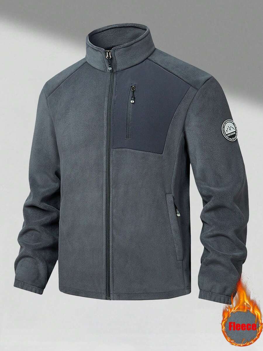 Men's Winter Fleece Jacket With Pockets, Cold Weather Coat For Outdoor, Travel, Running, And Daily
