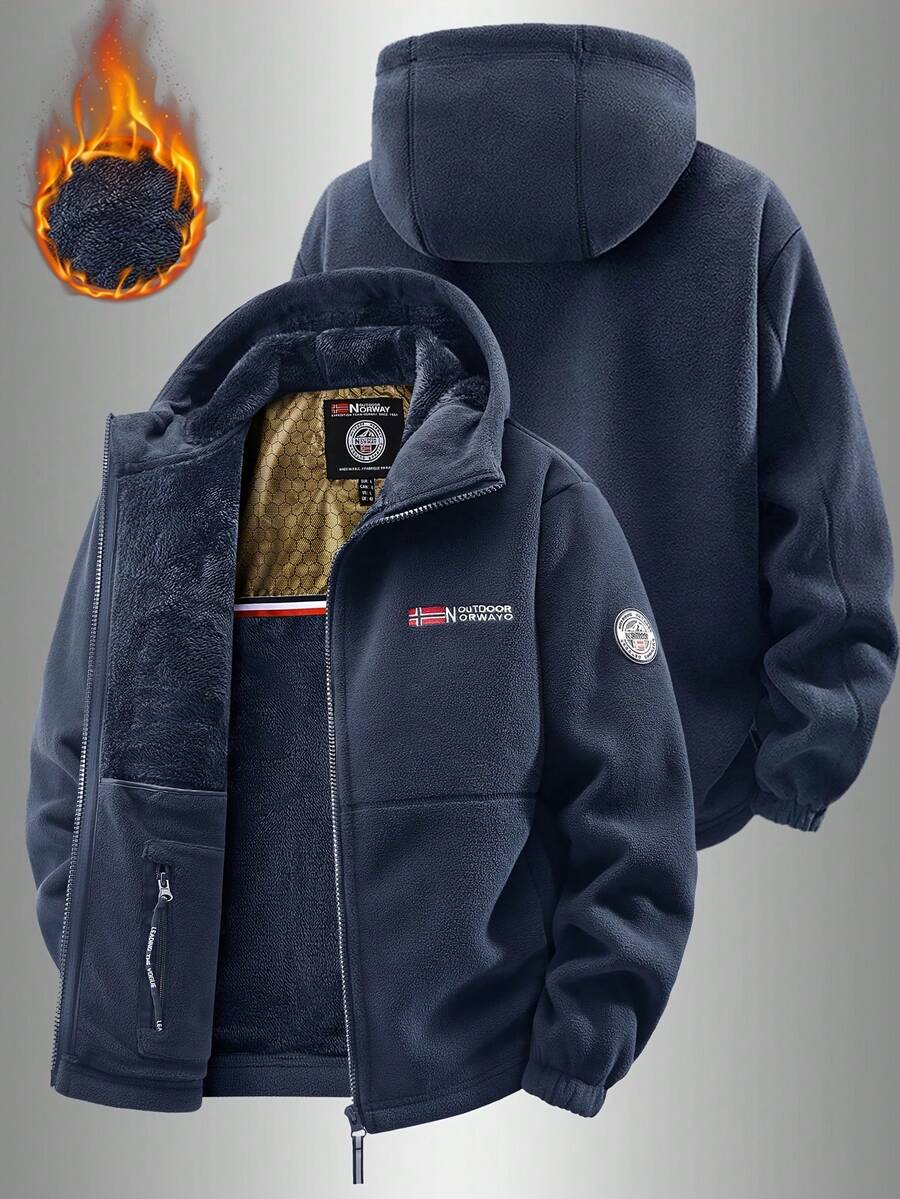 Men's Thermal Lined Sports Jacket, Vintage Fashion Casual Thick Outerwear For Autumn/Winter