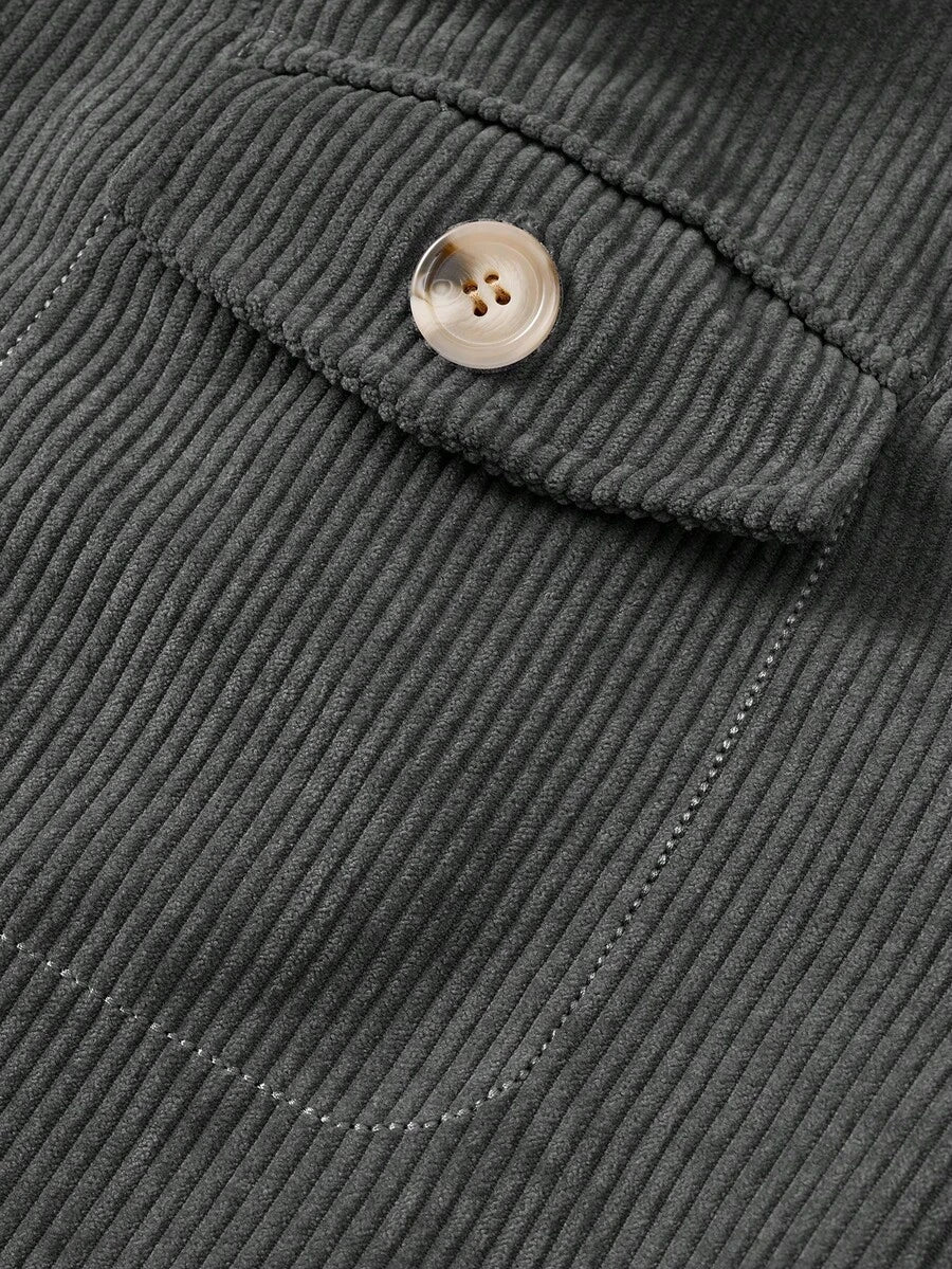 Manfinity Homme Men's Corduroy Thickened -Padded Coat For Autumn & Winter Men Winter Jacket Blue Corduroy Jacket Fleece Jacket Men Men Corduroy Jacket Men Thermal Lined Corduroy Jacket