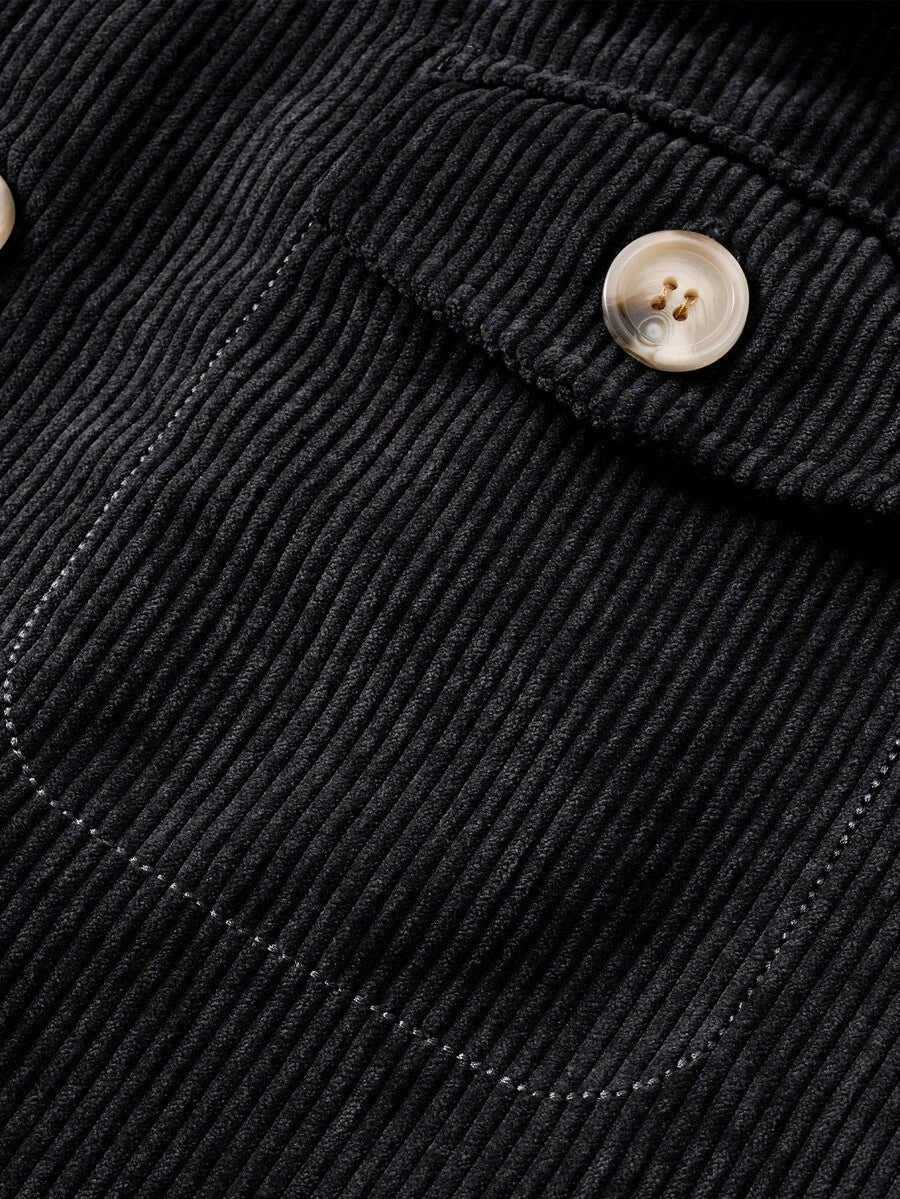 Manfinity Homme Men's Corduroy Thickened -Padded Coat For Autumn & Winter Men Winter Jacket Blue Corduroy Jacket Fleece Jacket Men Men Corduroy Jacket Men Thermal Lined Corduroy Jacket