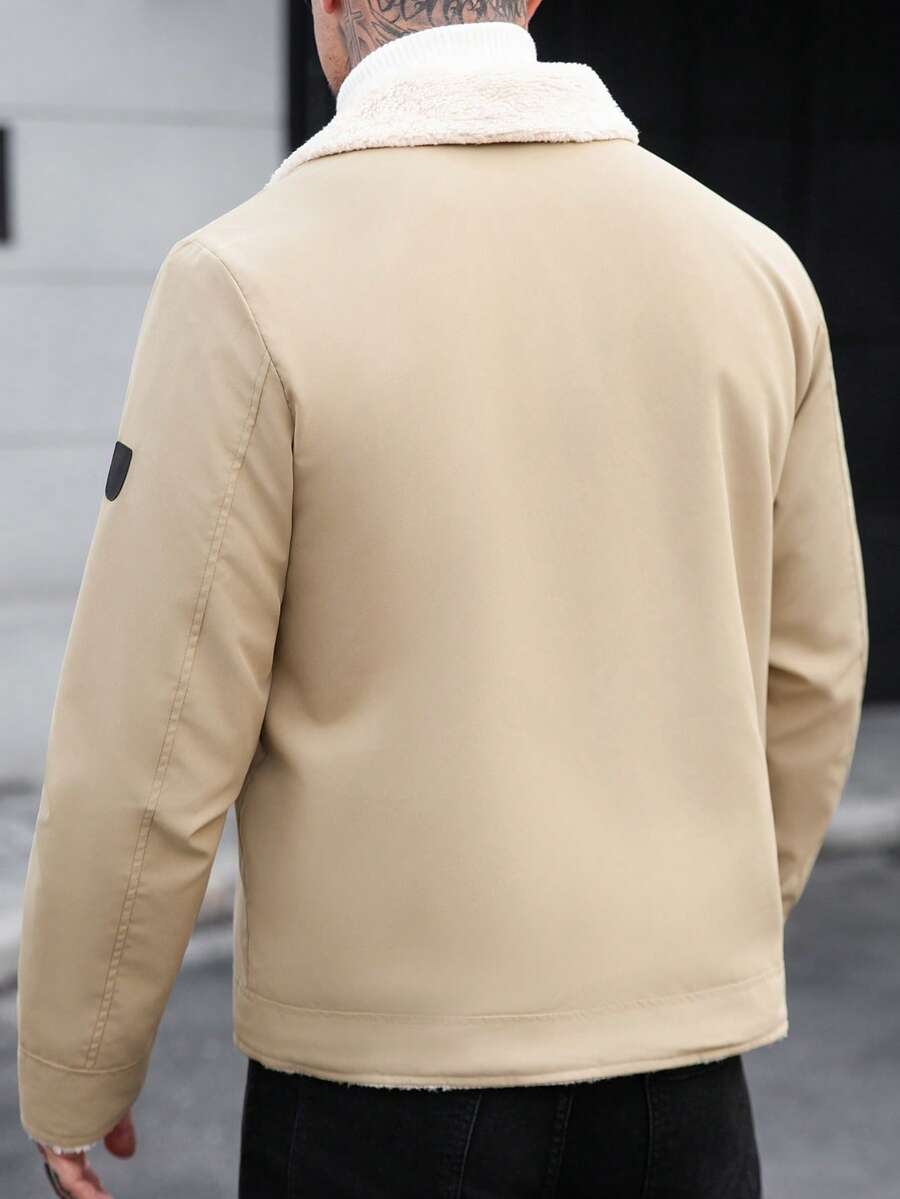 Manfinity Homme Men's Corduroy Thickened -Padded Coat For Autumn & Winter Men Winter Jacket Blue Corduroy Jacket Fleece Jacket Men Men Corduroy Jacket Men Thermal Lined Corduroy Jacket