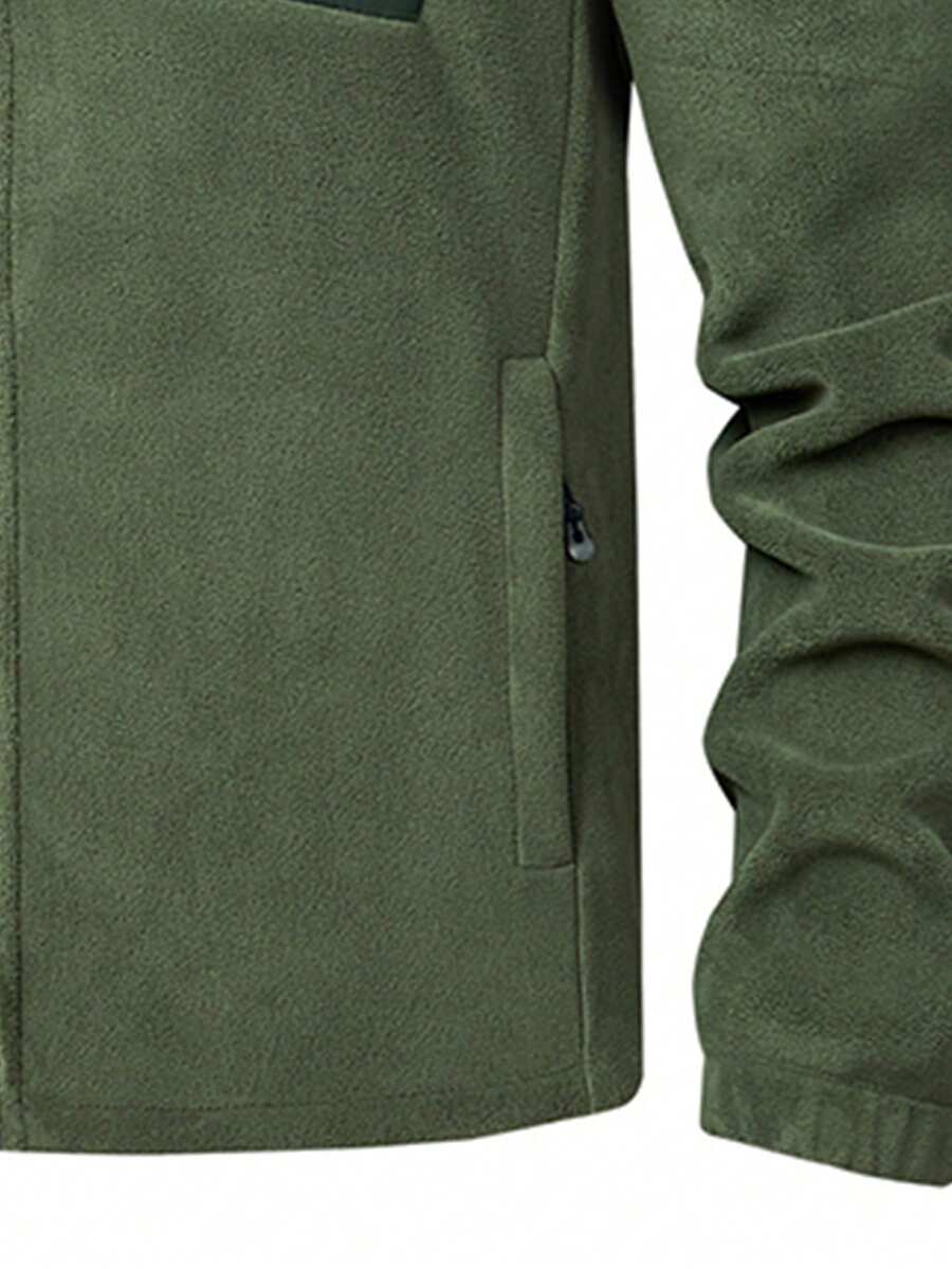 Men's Winter Fleece Jacket With Pockets, Cold Weather Coat For Outdoor, Travel, Running, And Daily