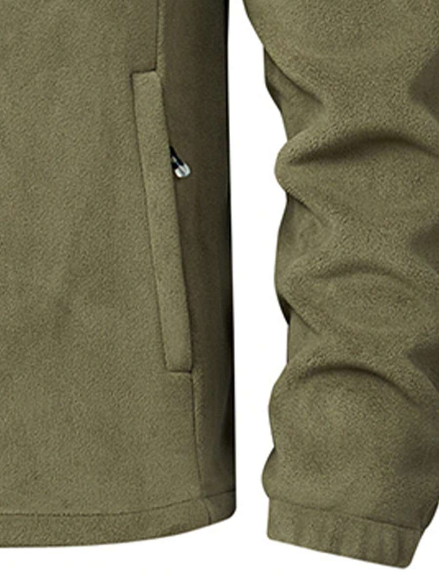 Men's Winter Fleece Jacket With Pockets, Cold Weather Coat For Outdoor, Travel, Running, And Daily