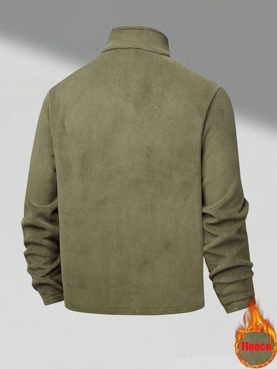 Men's Winter Fleece Jacket With Pockets, Cold Weather Coat For Outdoor, Travel, Running, And Daily