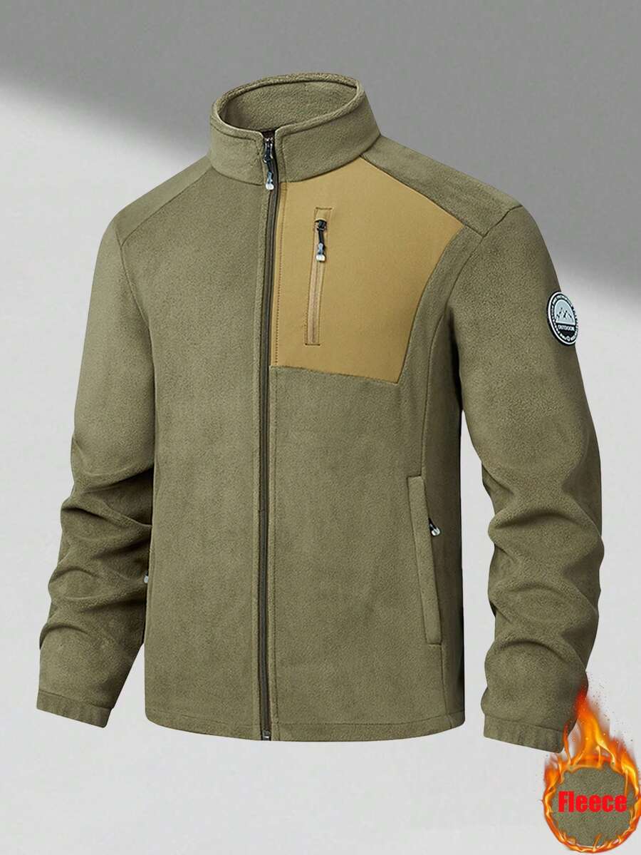 Men's Winter Fleece Jacket With Pockets, Cold Weather Coat For Outdoor, Travel, Running, And Daily