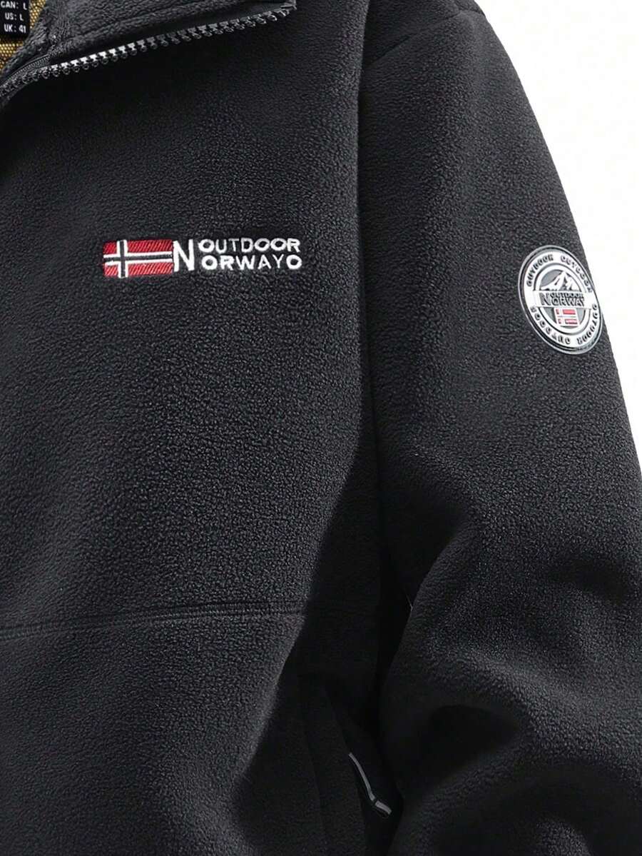 Men's Thermal Lined Sports Jacket, Vintage Fashion Casual Thick Outerwear For Autumn/Winter