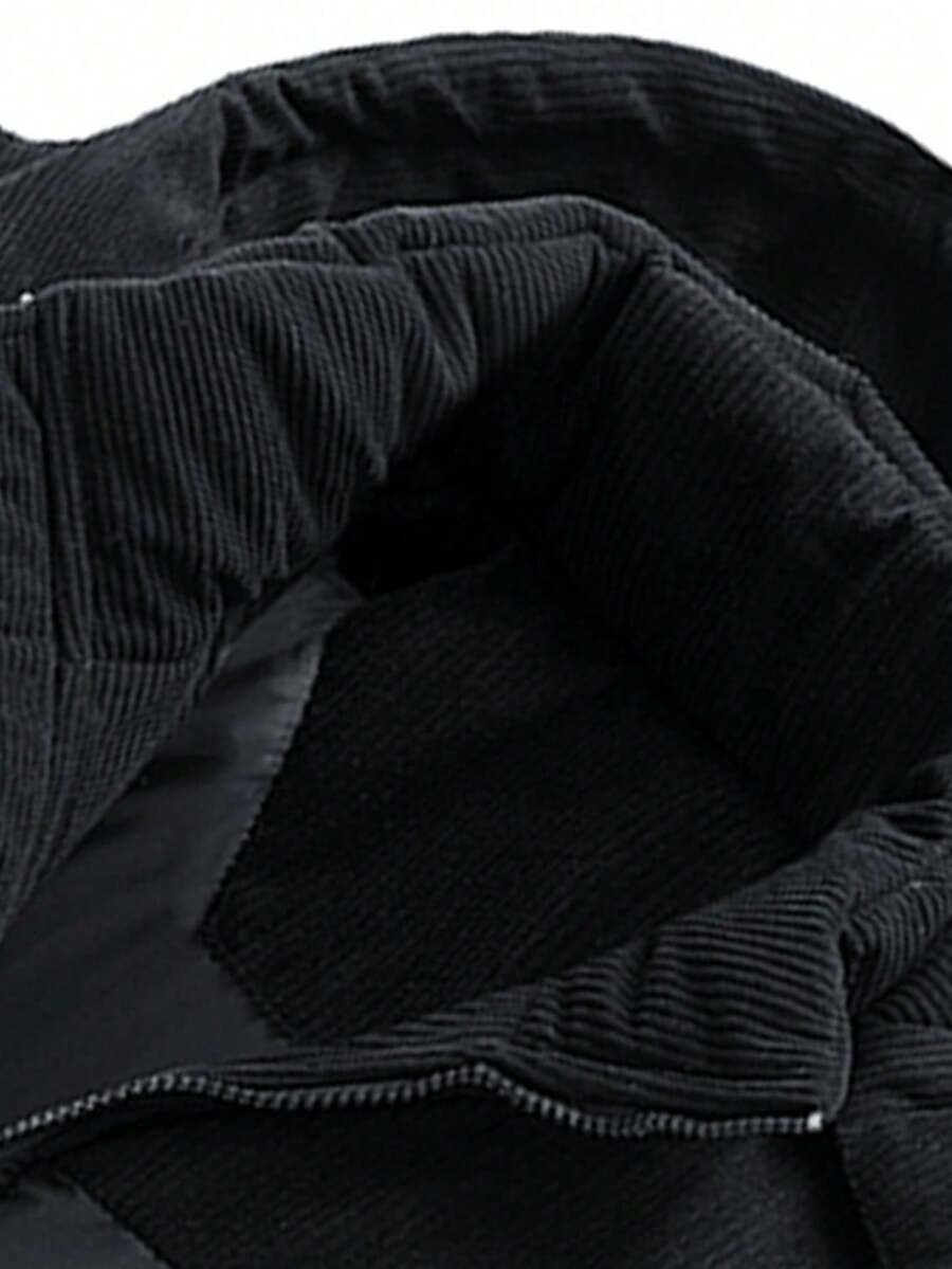 Men's Autumn/Winter Color Block Thickened Warm Hooded Padded Coat