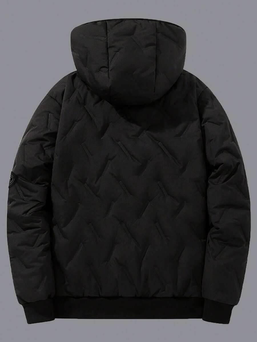 Manfinity Homme Men's Solid Color Casual Hooded Long Sleeve Fleece Jacket Winter Jacket Men Winter Jacket Cold Weather Clothes Men Mens Outerwear