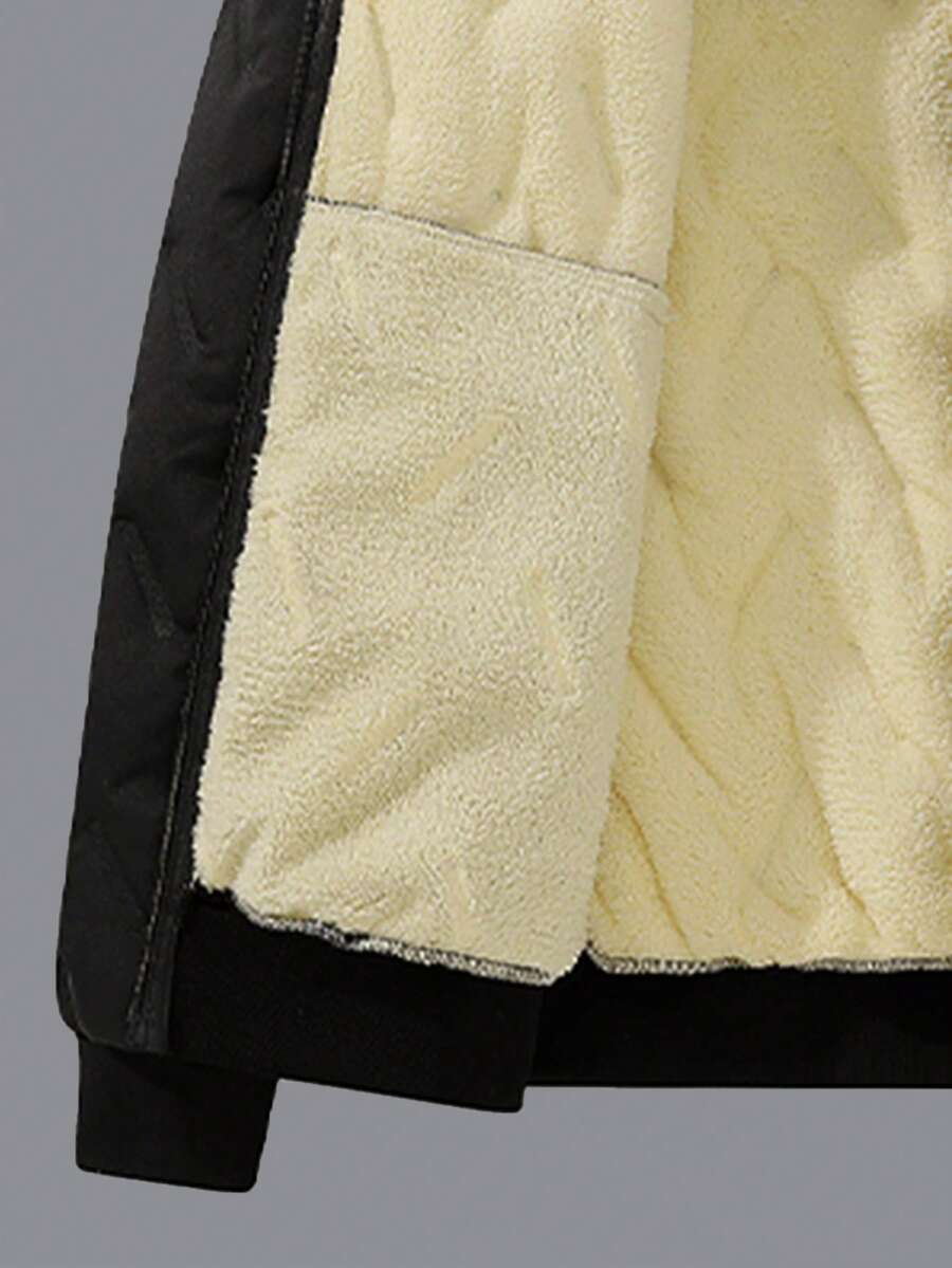 Manfinity Homme Men's Solid Color Casual Hooded Long Sleeve Fleece Jacket Winter Jacket Men Winter Jacket Cold Weather Clothes Men Mens Outerwear