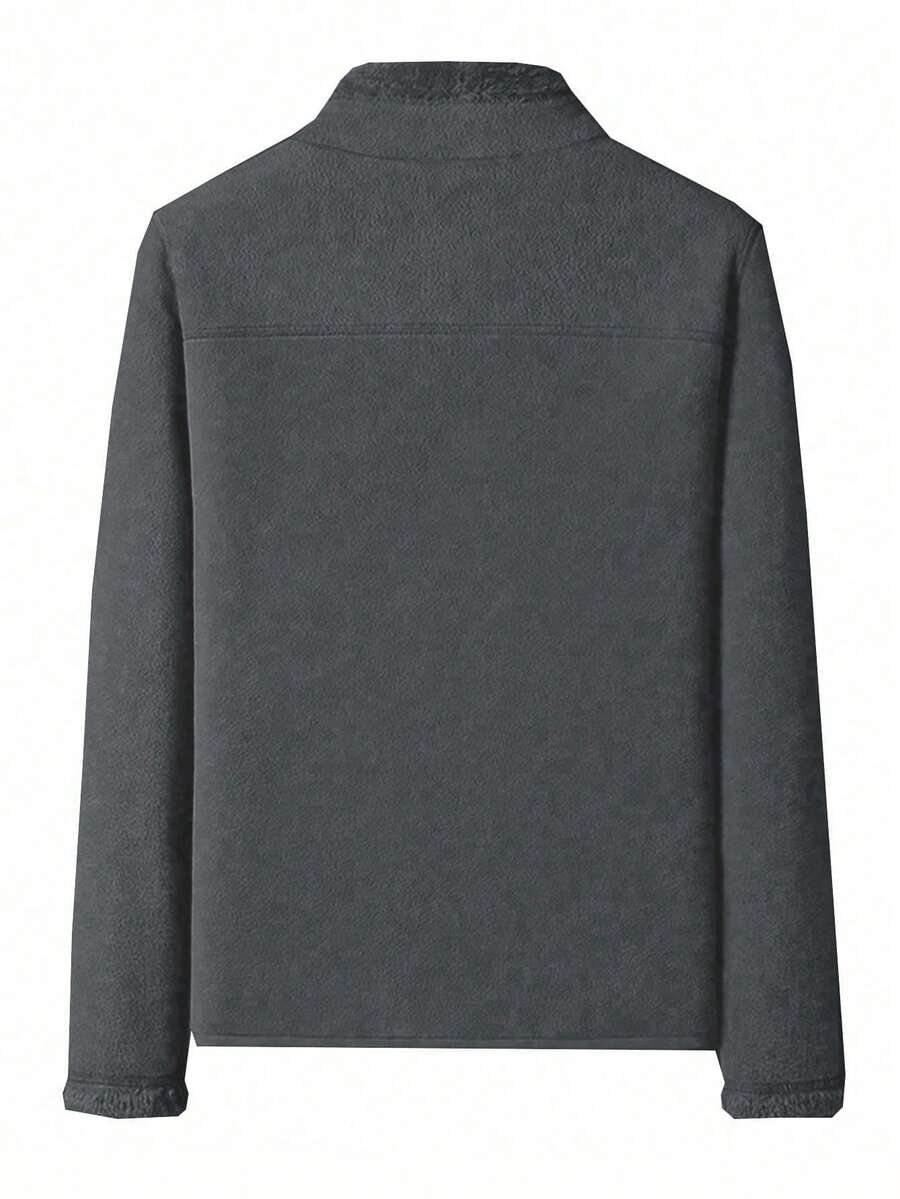 Men's Polar Fleece Outdoor Jacket, Lightweight Soft Winter Thermal Coat, Windproof Zip Up Outerwear With Pockets For Cold Weather Activities, Warm & Functional Design For Daily Wear The Perfect Birthday Gift For Your Husband Or Boyfriend.