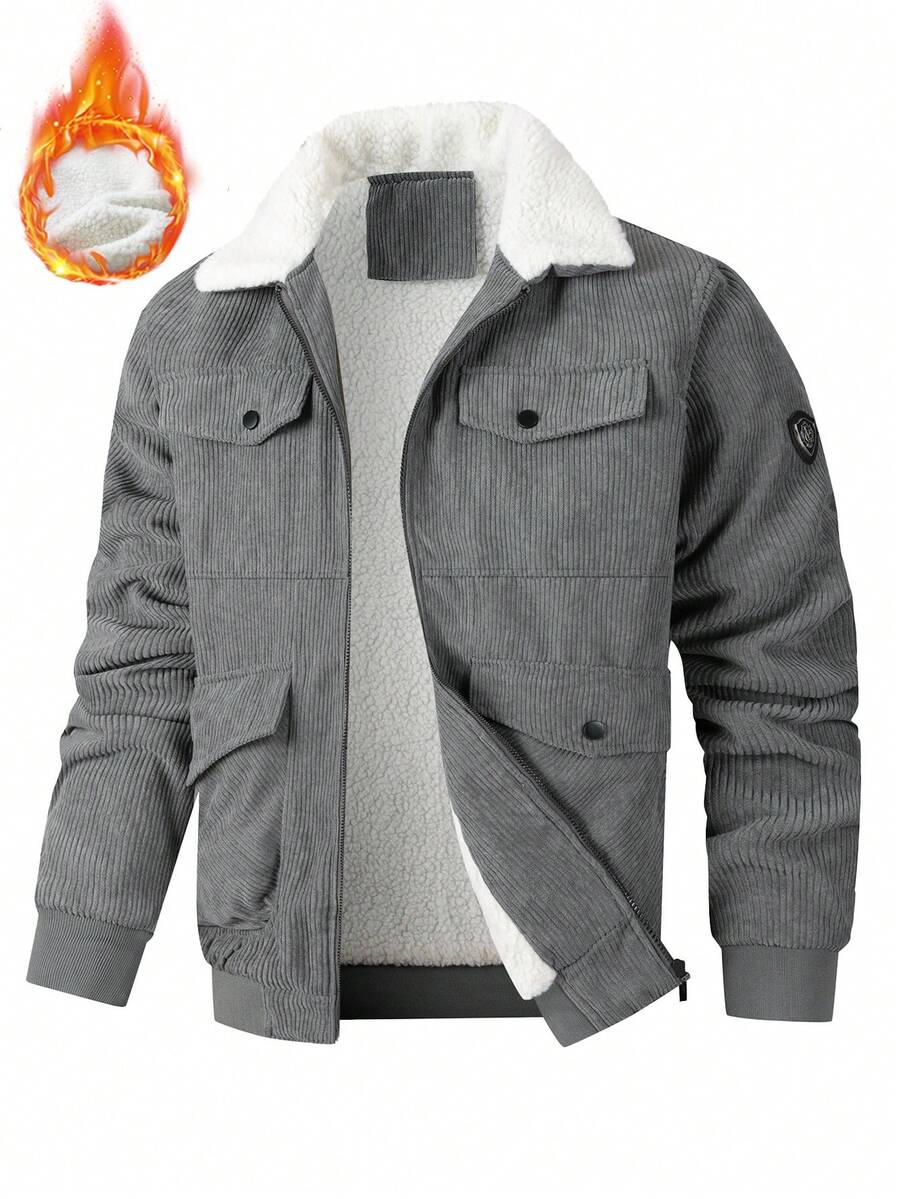 Men's Flannel Thickened Cotton Wool Jacket - 2025 New Style - Corduroy Winter Men's Down Jacket
